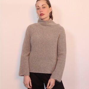 Elegant Taupe Merino Wool Turtleneck Sweater